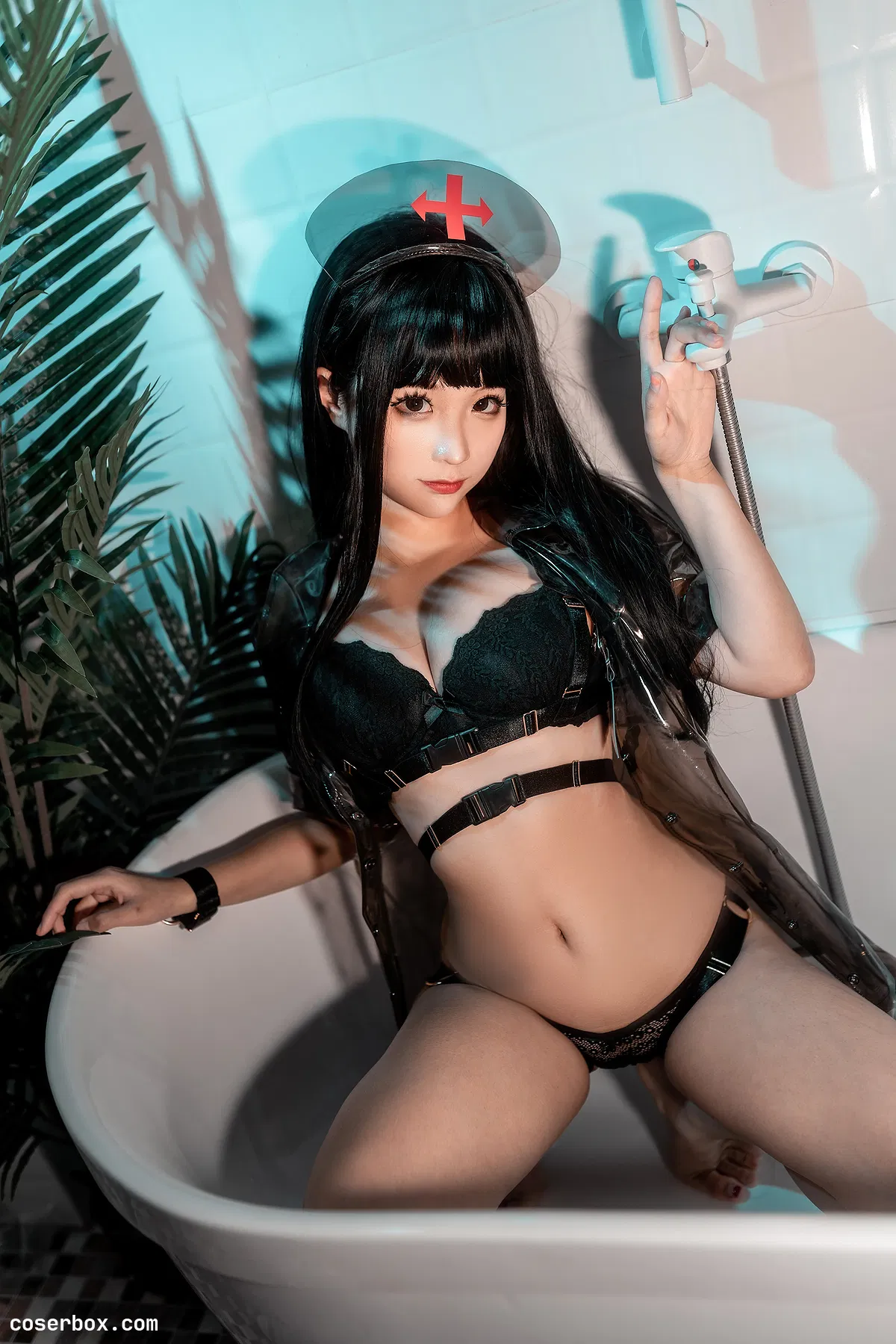 蠢沫沫 NO.114 胶衣护士 黑 - 1