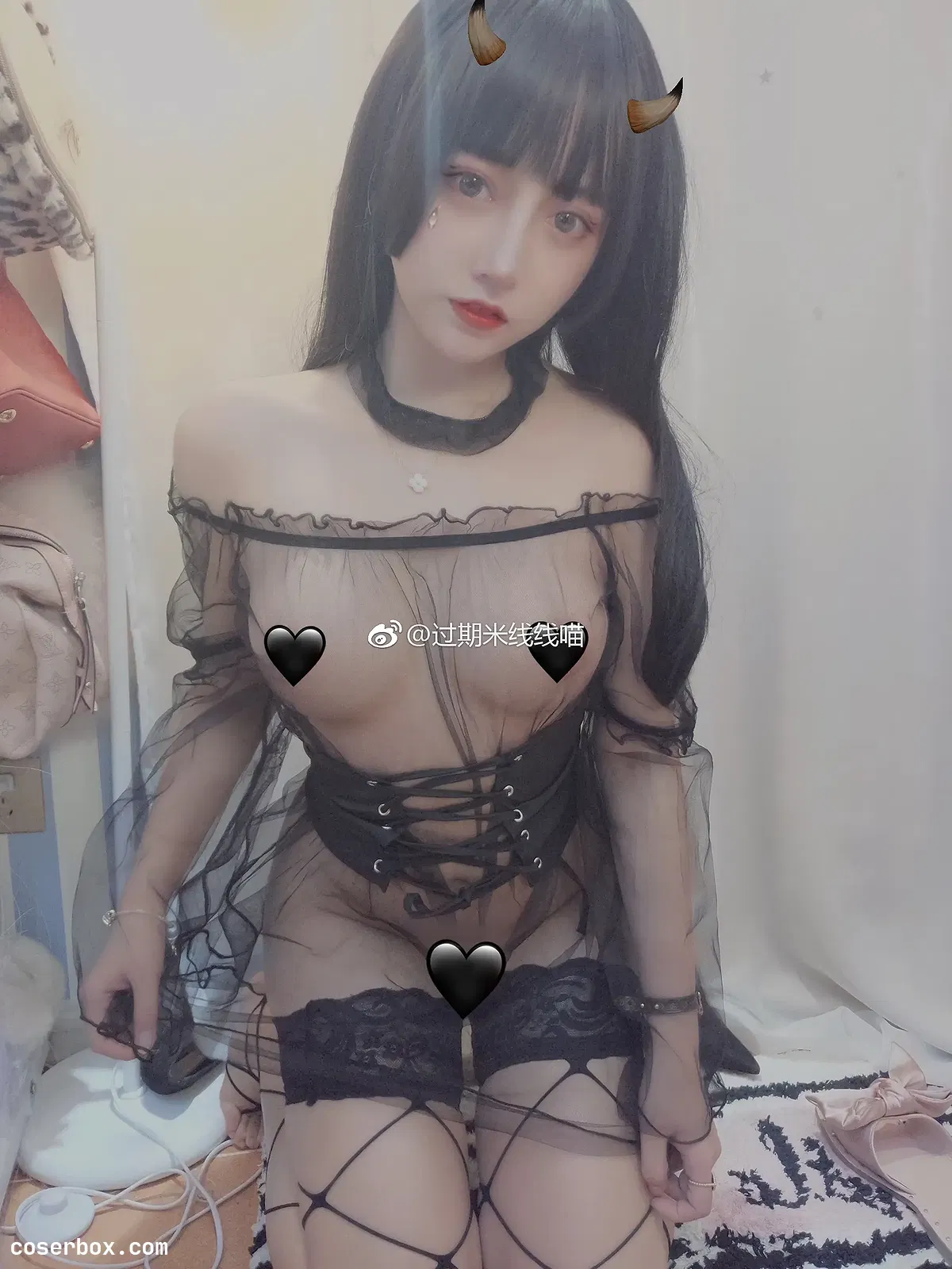  过期米线线喵 NO.042 黑纱 - 2