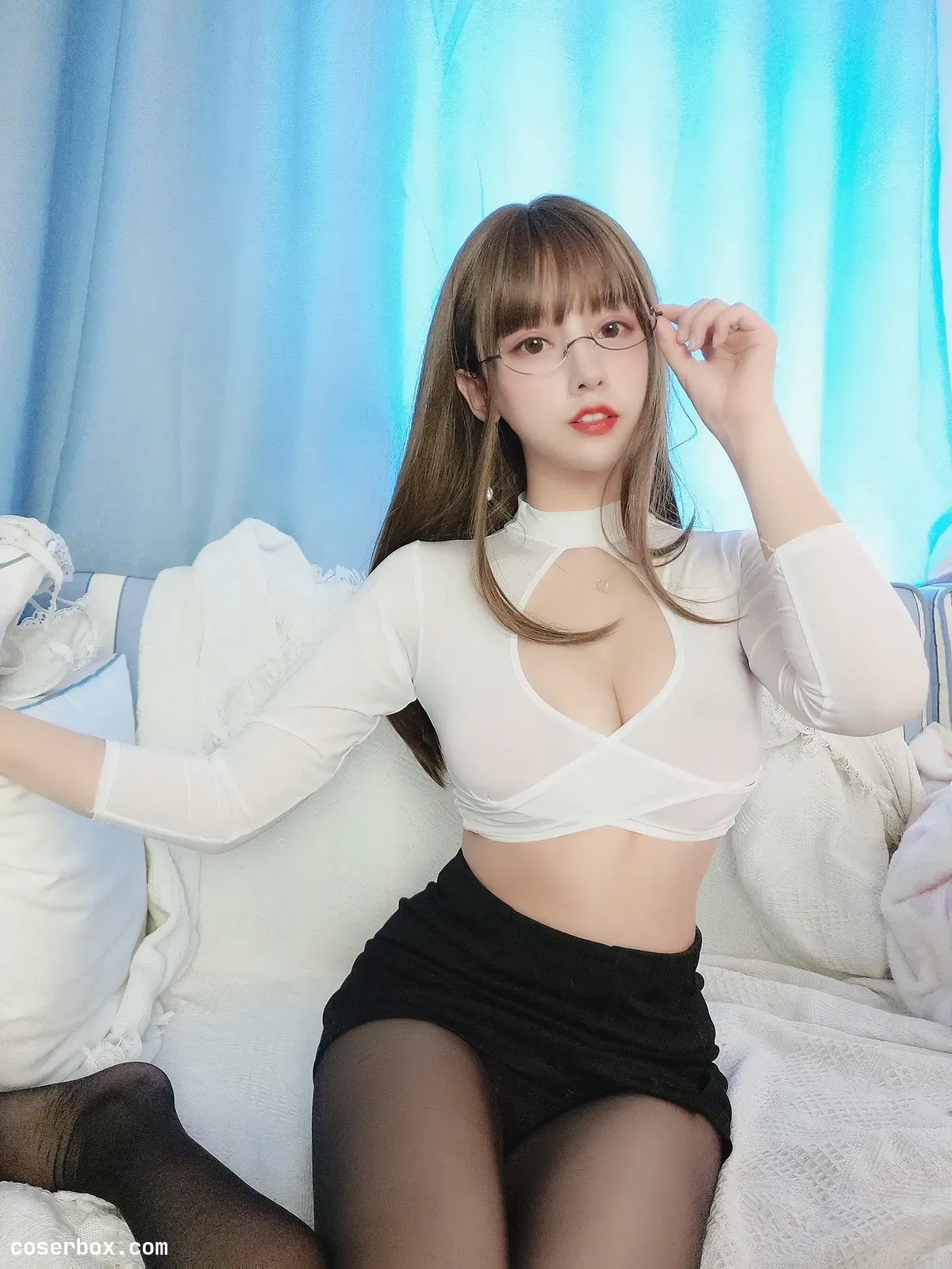  过期米线线喵 NO.045 黑丝情趣套装 - 1