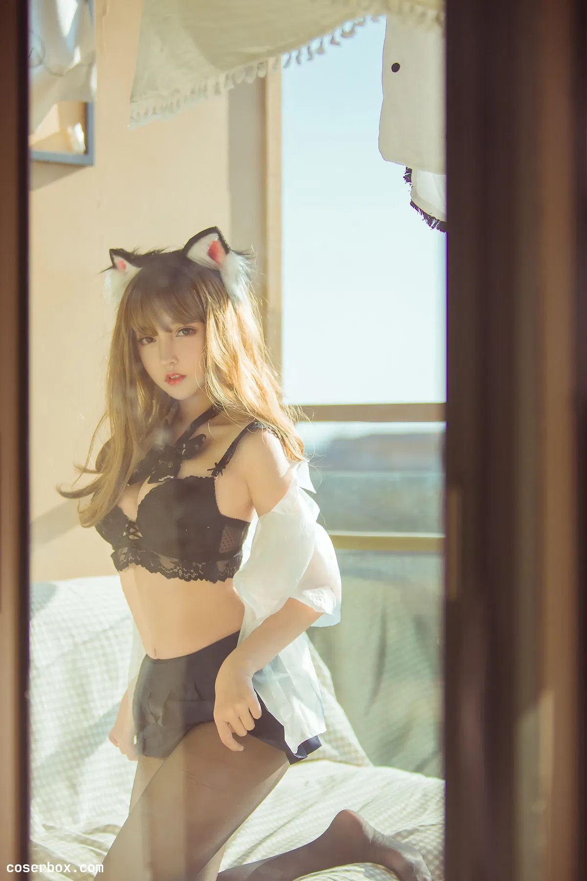  过期米线线喵 NO.159 阳台 黑丝猫娘 - 2