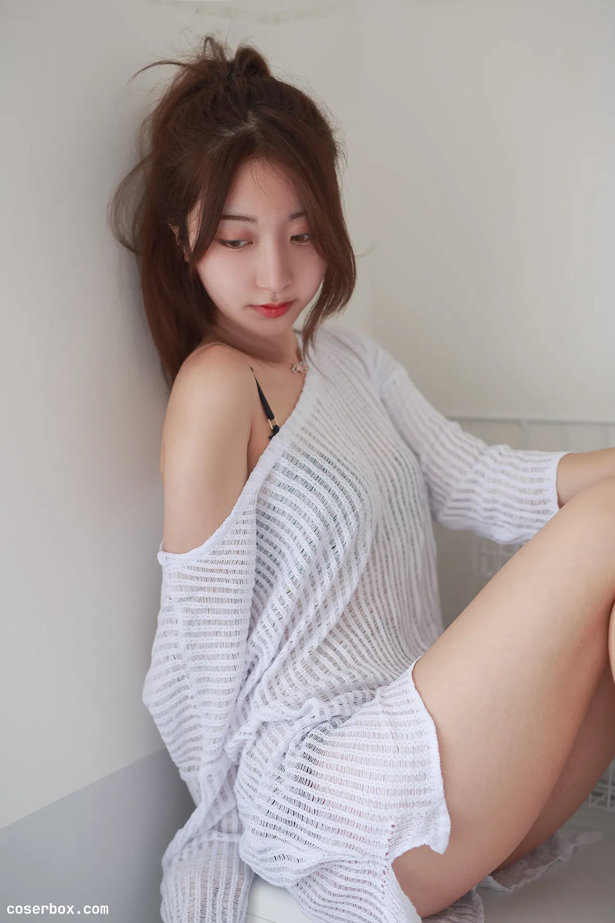 黑川 NO.049 白色洞洞毛衣 - 2