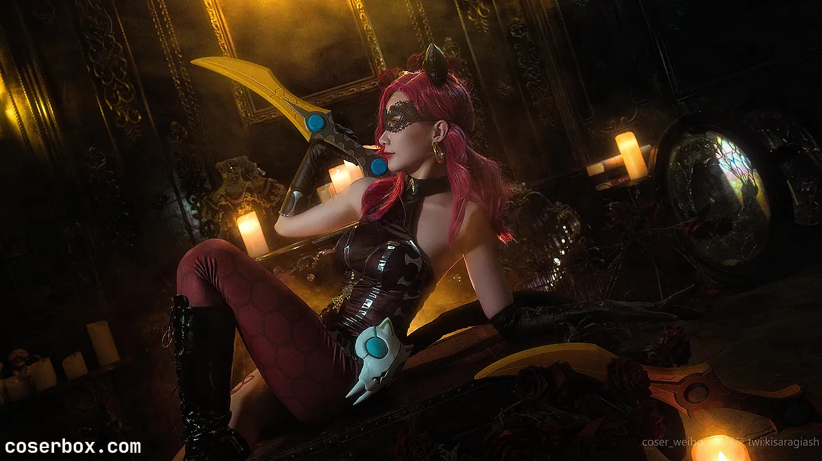 如月灰 NO.014 王者荣耀 阿轲 暗夜猫娘 [12P 58.48MB] - 2