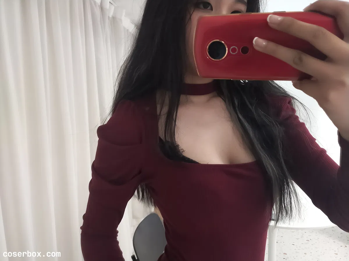 轩萧学姐 NO.004 酒红色连体衣 - 1