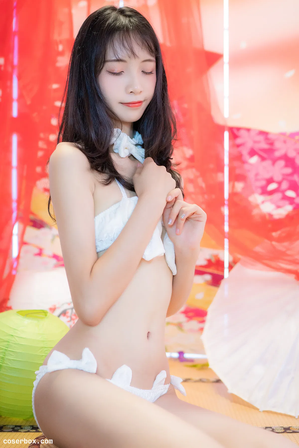 西瓜 NO.004 日系棚拍白猫咪内衣 - 1