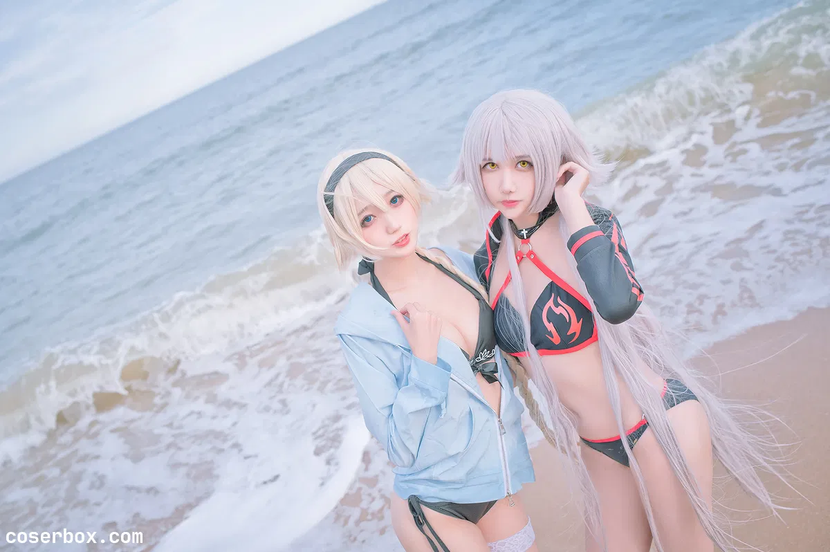 周叽是可爱兔兔 NO.012 黑白贞双人泳衣 [21P 188 - 2