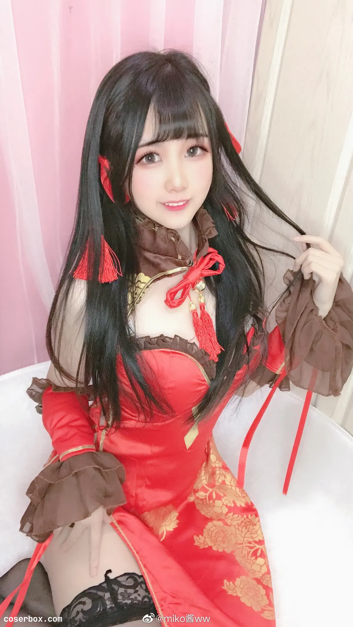 miko酱ww NO.008 旗袍 红 [9P 11.82MB] - 1