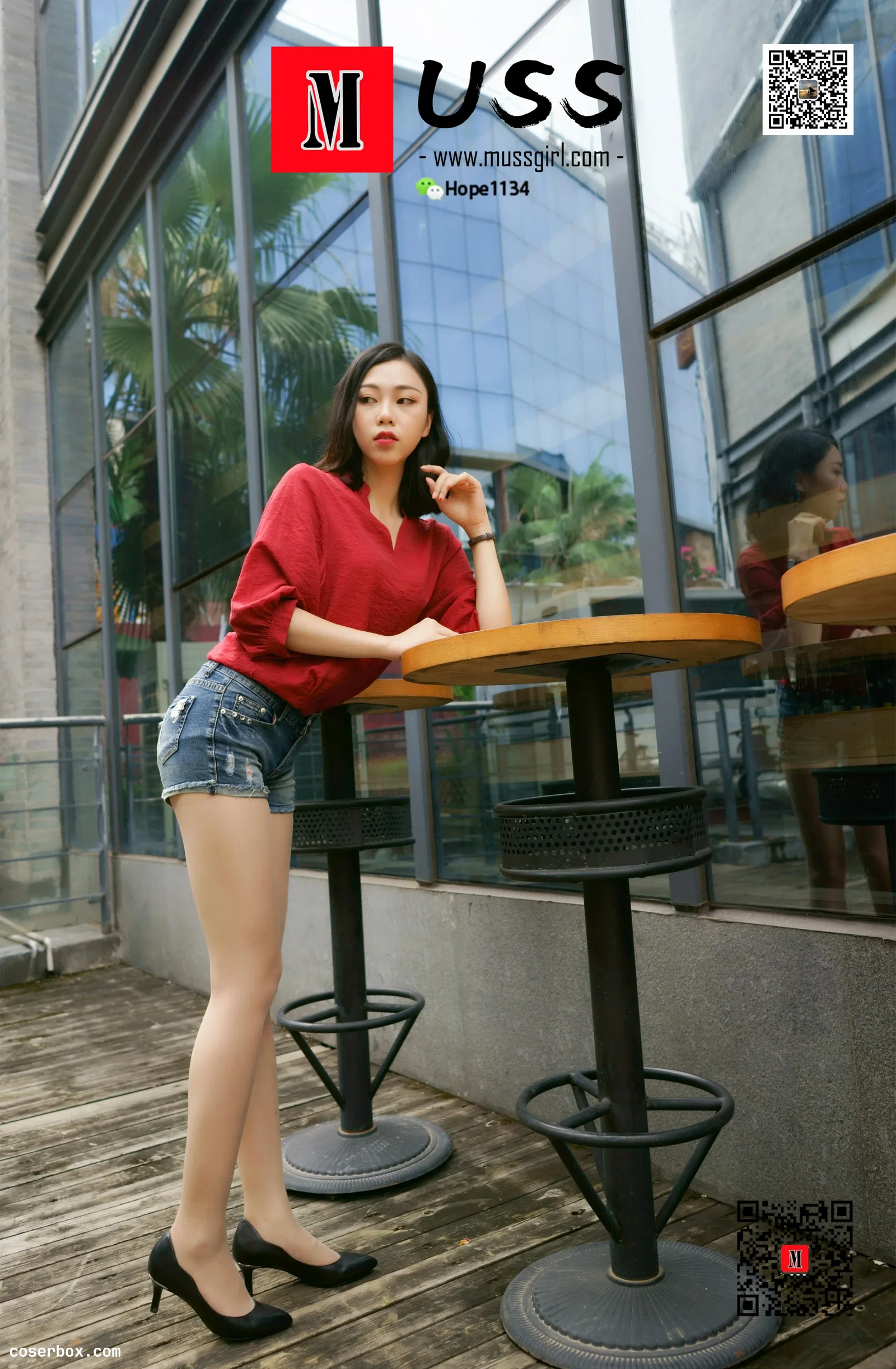 MussGirl慕丝女郎 NO.252-牛仔热裤肉丝高跟 [95P143MB]