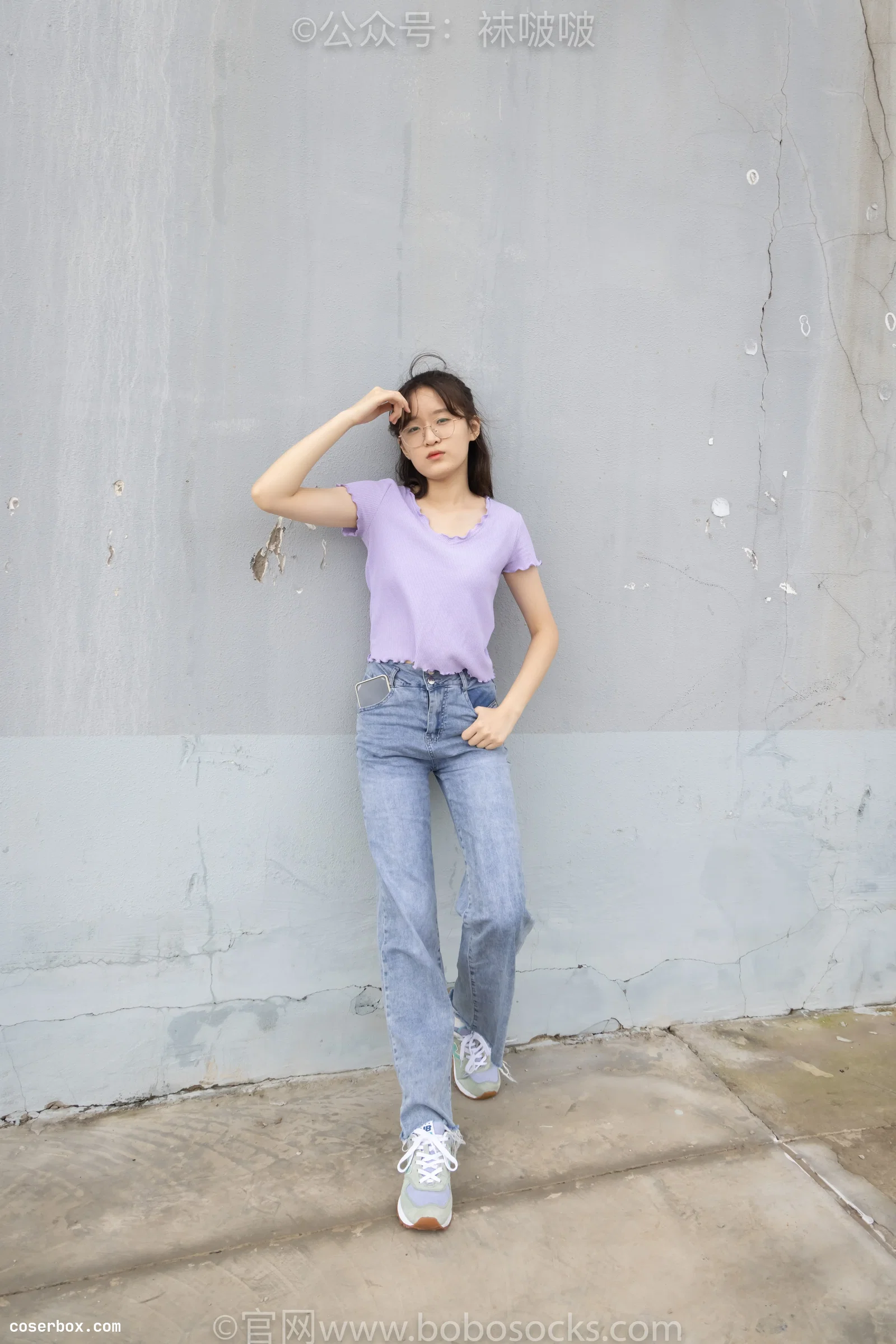 BoBoSocks袜啵啵 NO.020 熊熊-NB运动鞋、蓝色短棉袜（踩脏）、裸足 [150P 1V 4.88GB]