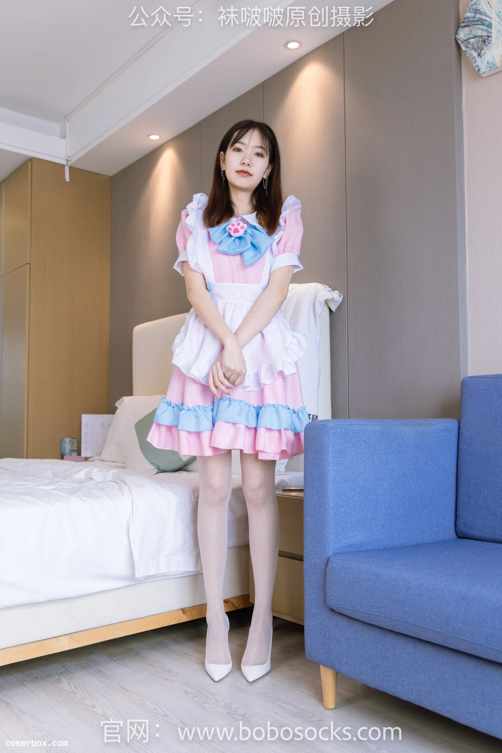 BoBoSocks袜啵啵 NO.154 小甜豆-两双高跟鞋、珠光白丝（脚尖透明款）、女仆装 [200P 1V 7.12GB]