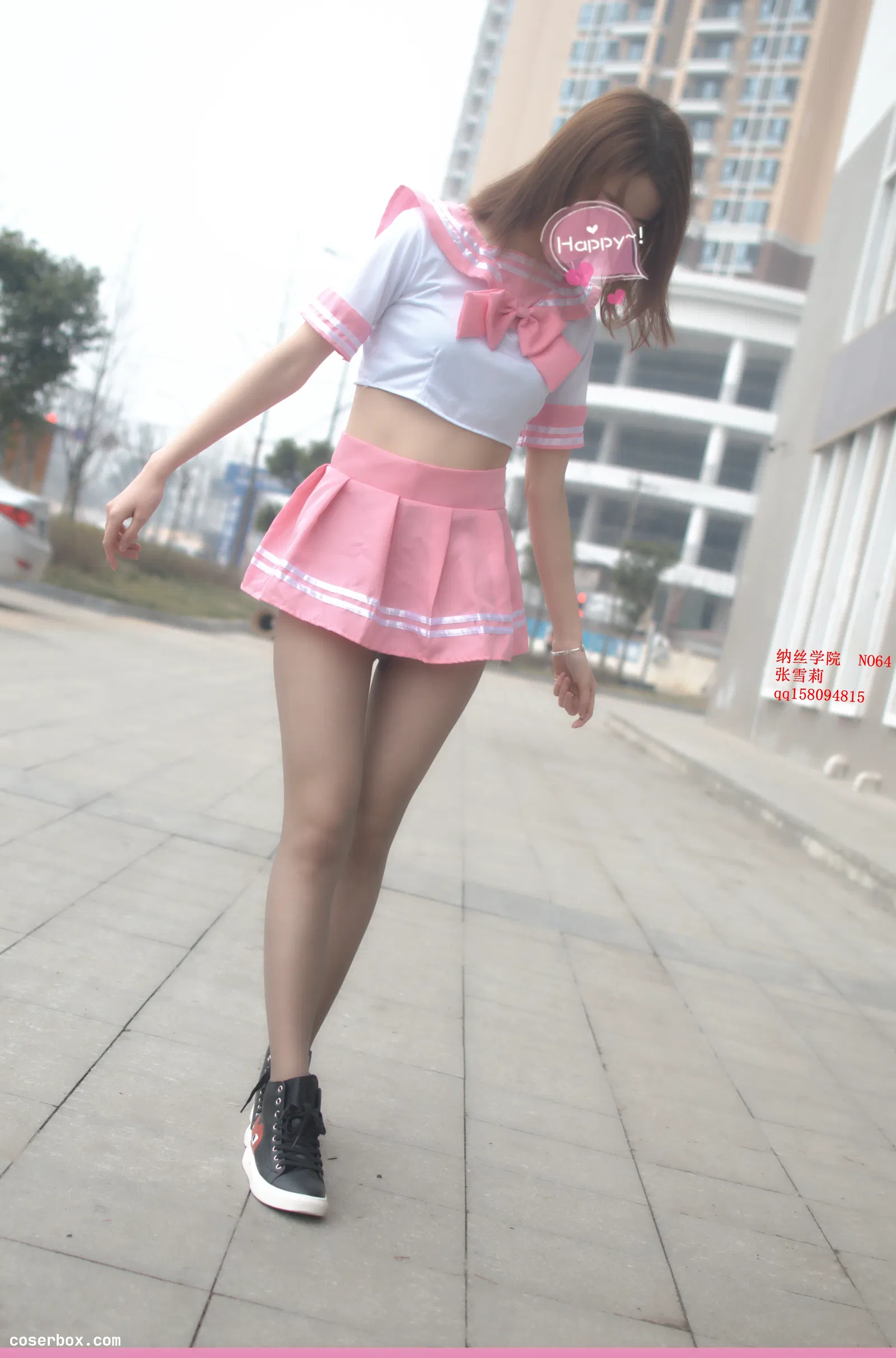 纳丝摄影 NO.064 张雪莉 灰丝粉色短裙 [45P 583.14MB]