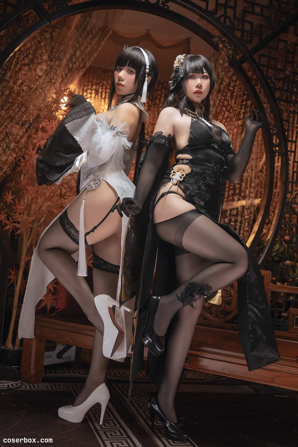 九言 NO.003 &喜茶苍苍子 碧蓝航线 镇海白黒双人.zip [35P 465.55MB] - 1