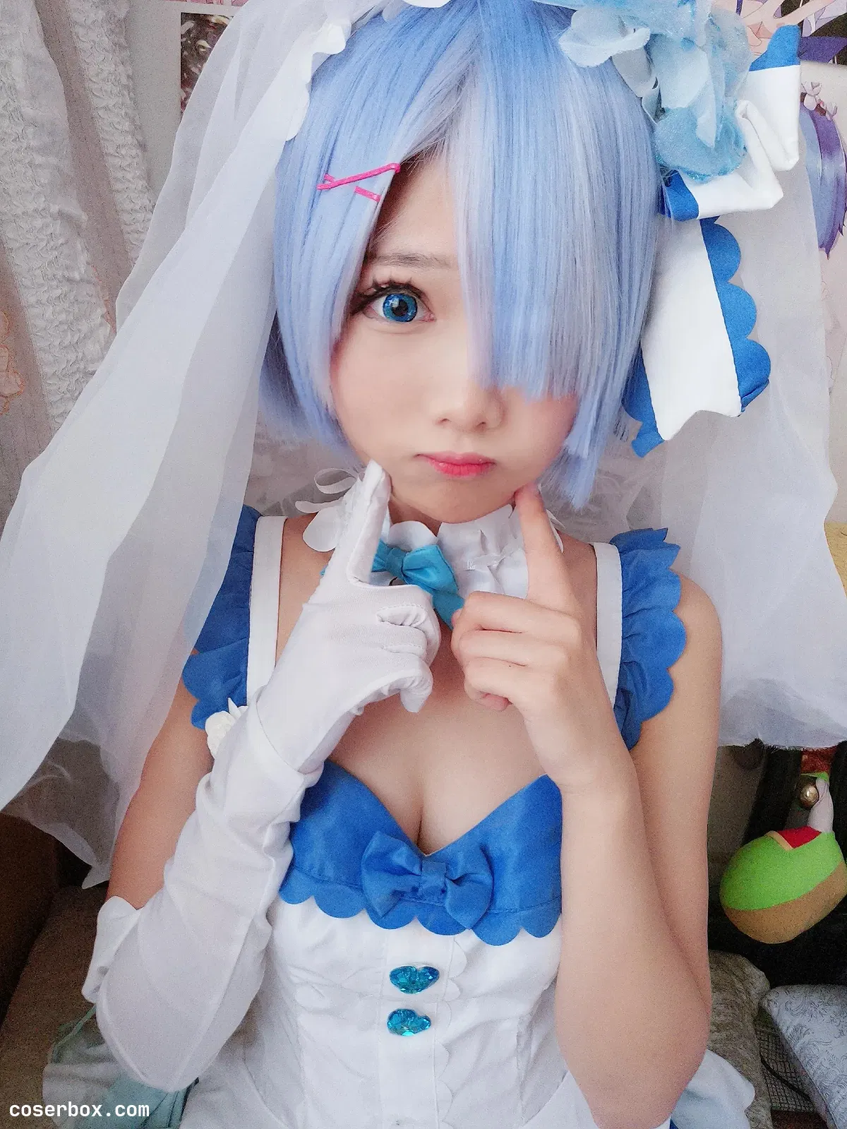 羽天Shine NO.26 RE从零开始的异世界生活COS可爱蕾姆花嫁 [10P 36.9MB] - 1