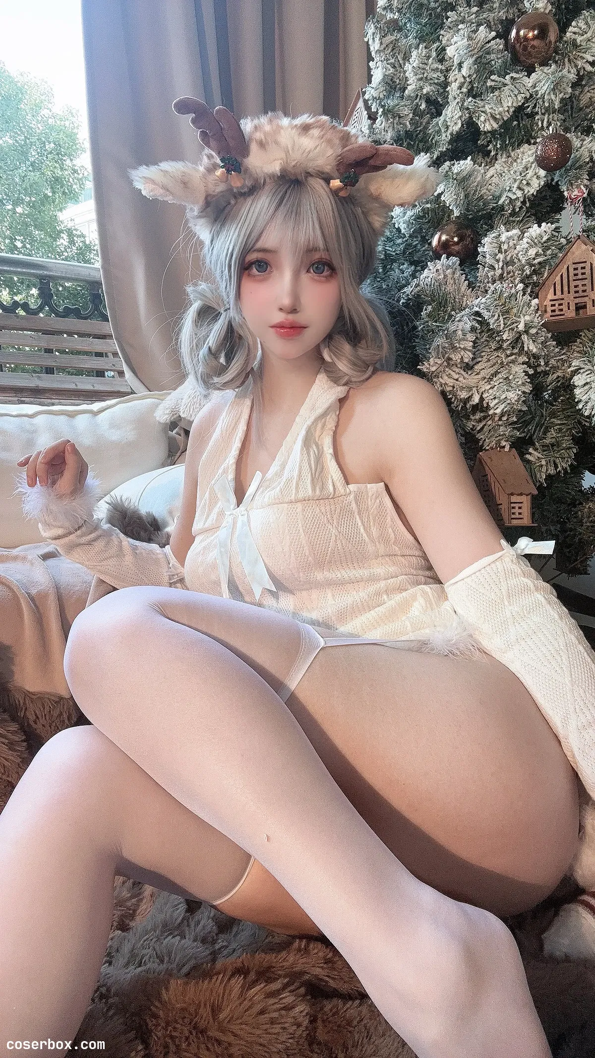 疯猫ss 2024.03.19 2023圣诞特典 – 白色毛衣 - 1