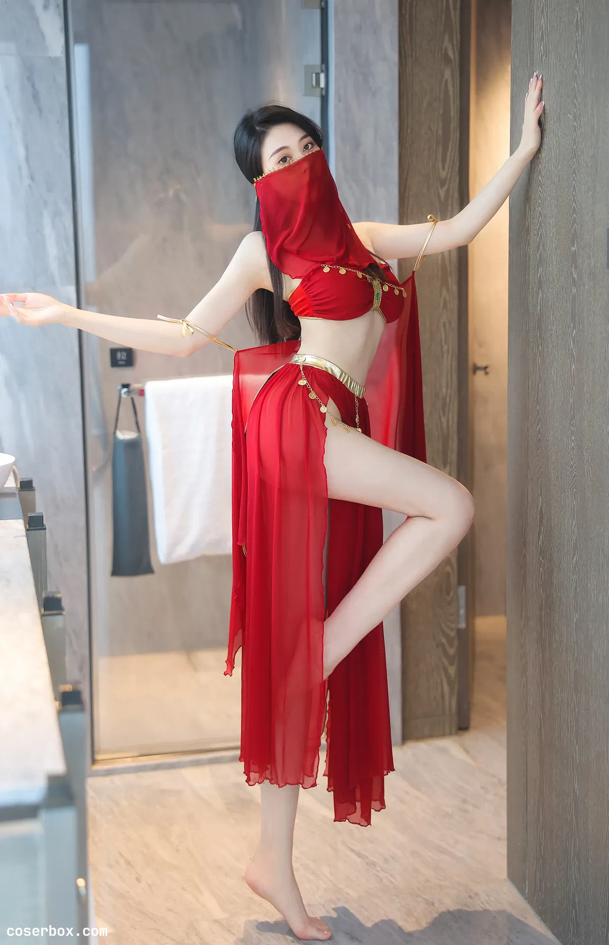 清妙 2024.08.12 内购私拍 红色舞裙 - 1