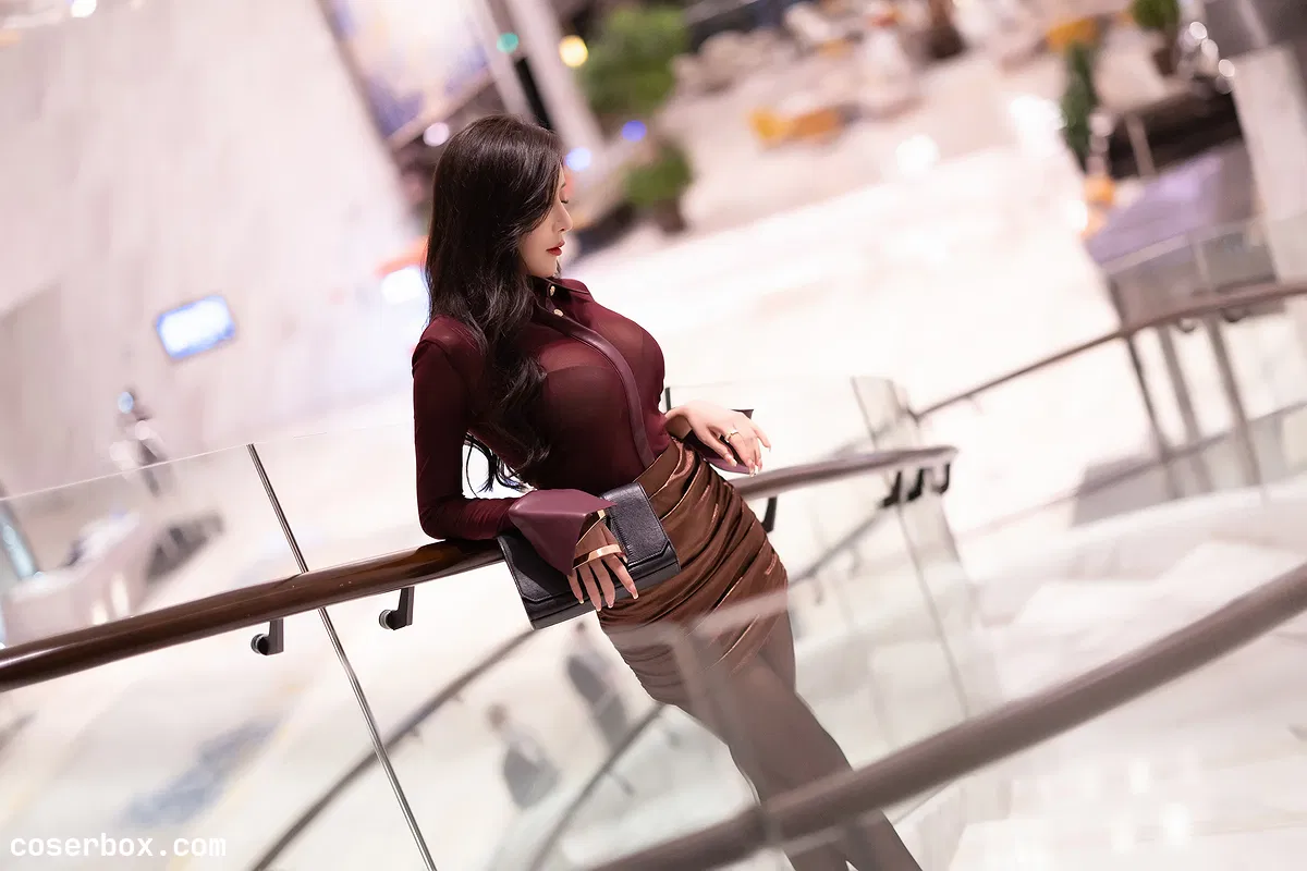 王馨瑶Yanni 2024.11.22 内购私拍 暗红网纱透视i御姐 - 2