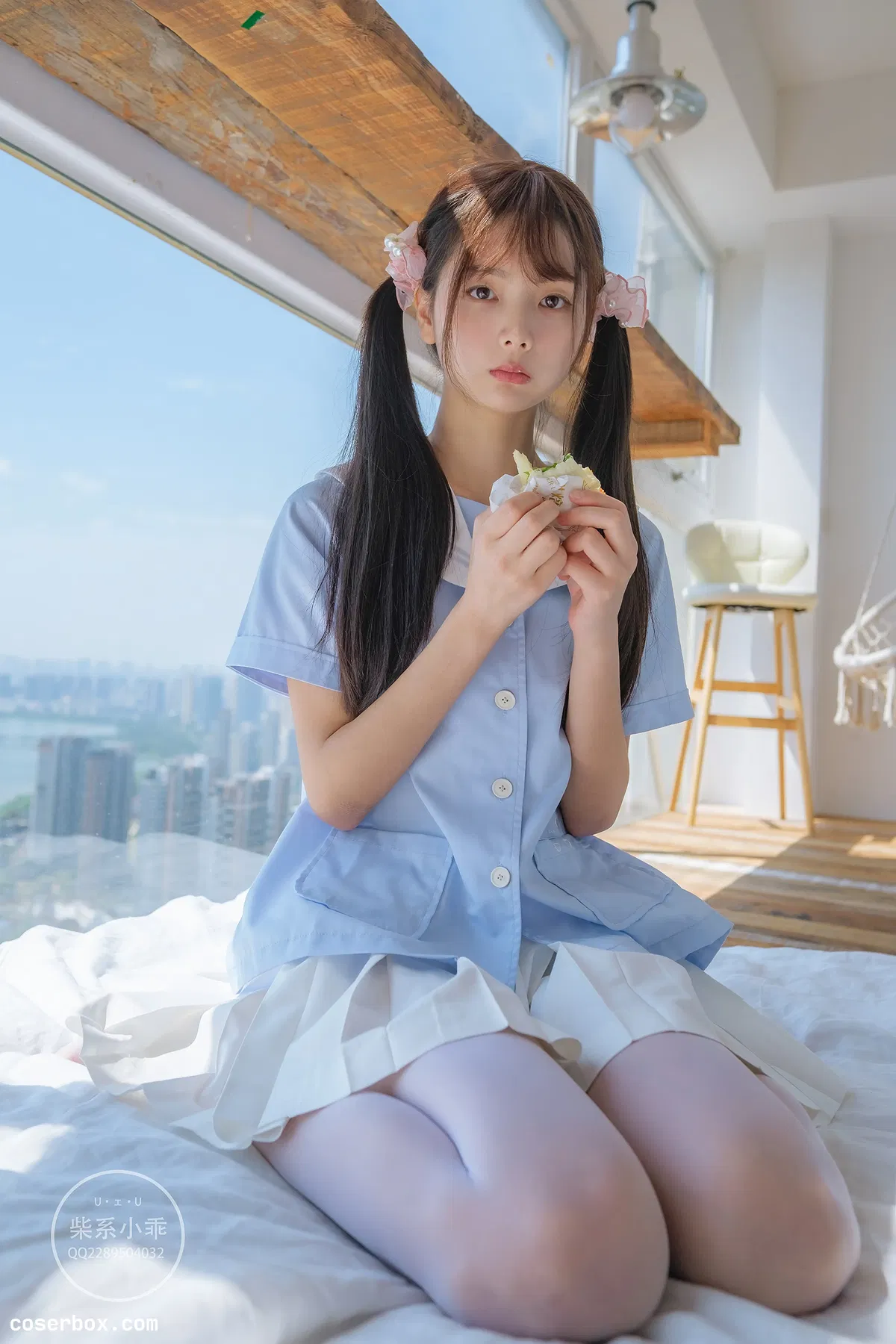 赤西夜夜2024.12.04 稚乖画册 晴空01 白丝双马尾jk - 1