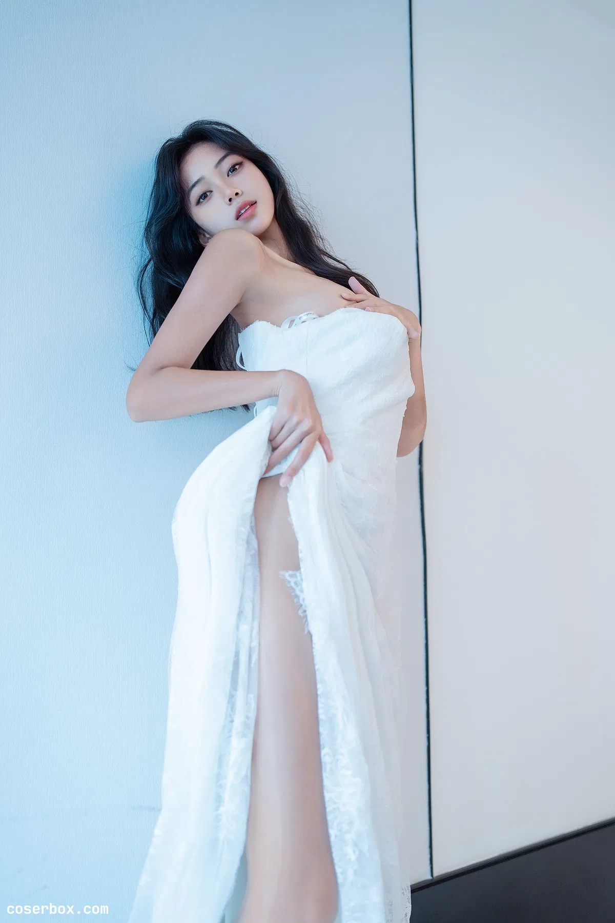 时安安 2025.12.13 内购私拍 白色蕾丝长裙VS无内肉丝 - 2